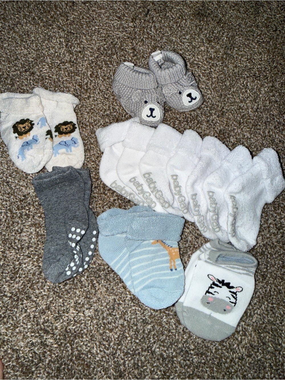 Baby Non-Slip Socks and Booties Set - White, Gray, Blue 0-6 months